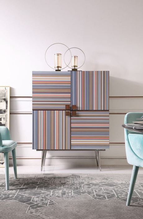 Modrest Macoy - Modern Multicolor and Black Ash Wine Cabinet