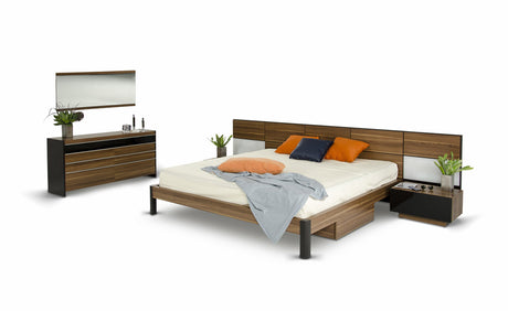 Queen Rondo Modern Platform Bed w/ Nightstands Storage And Lights - View Image 1