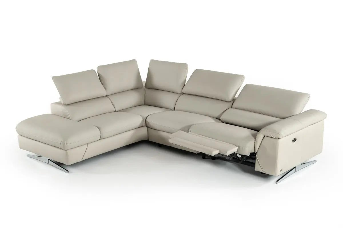 Divani Casa Maine Modern Eco - Leather Sectional Sofa WRecliner Vgkne9104 - Ltgry - VGKNE9104 - LTGRY - Home Elegance USA - 5