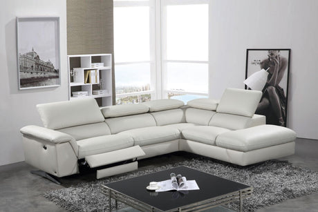 Divani Casa Maine - Modern Light Grey Eco - Leather Right Facing Sectional Sofa with Recliner - VGKNE9104 - LGRY - RAF - Home Elegance USA - 1