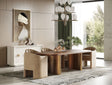 Marjorie & Danube Modern Walnut + Gold 7-Piece Dining Set with Beige Velvet Chairs | VIG - sold by Home Elegance USA