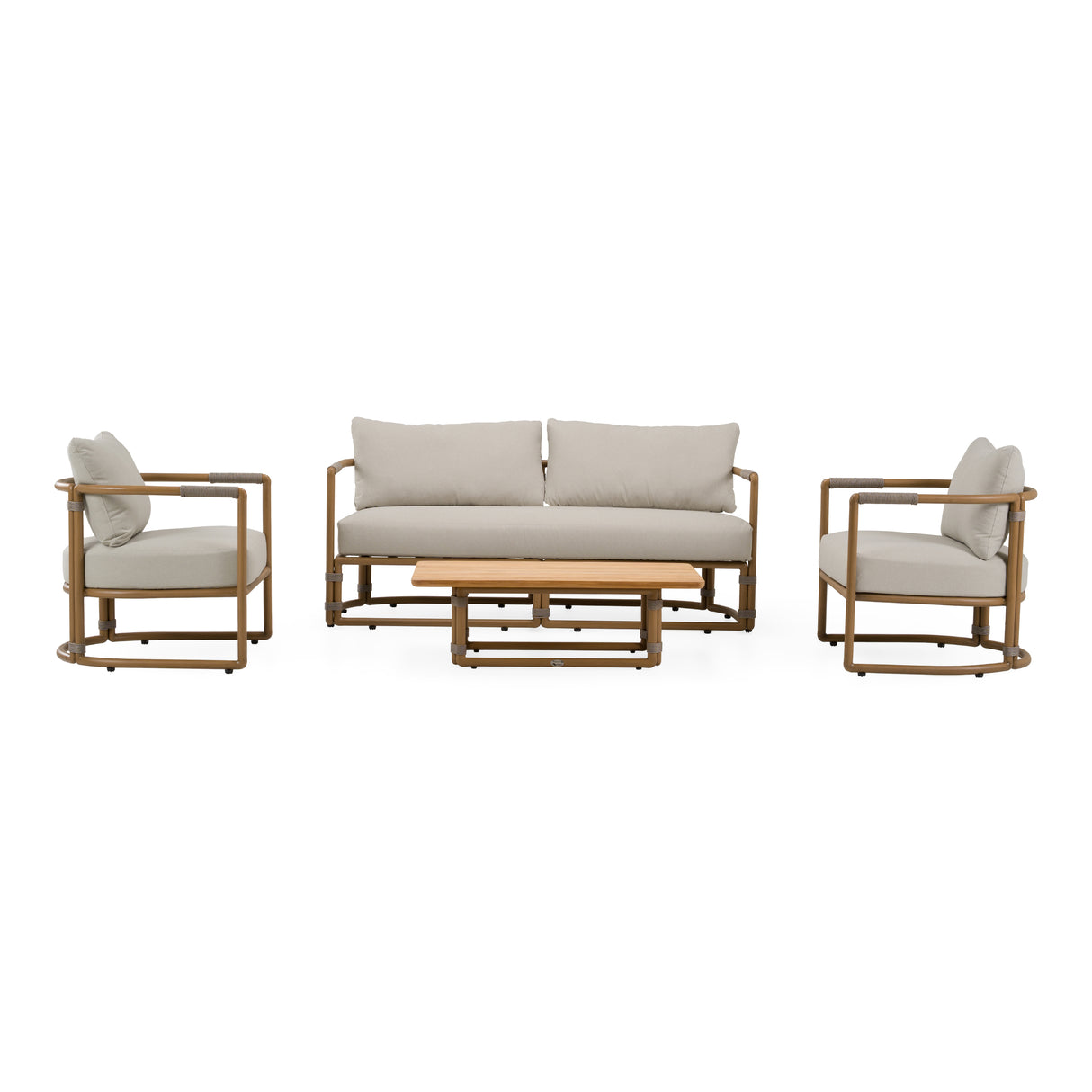 Malta - Outdoor Light Grey + Teak Sofa Set - View Image 1