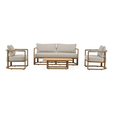 Malta - Outdoor Light Grey + Teak Sofa Set - View Image 1