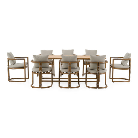 Malta - Outdoor Light Grey + Teak Dining Set - View Image 1