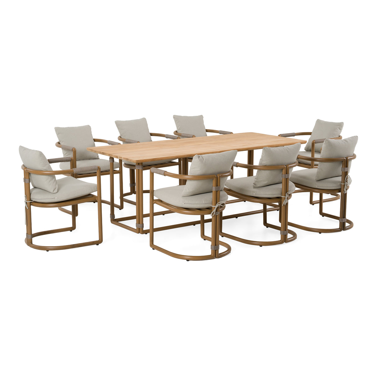Malta - Outdoor Light Grey + Teak Dining Set - View Image 1