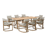 Malta - Outdoor Light Grey + Teak Dining Set - View Image 1