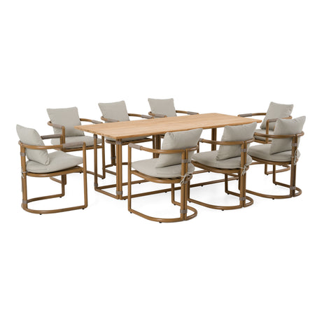 Malta - Outdoor Light Grey + Teak Dining Set - View Image 1