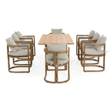 Malta - Outdoor Light Grey + Teak Dining Set - View Image 1