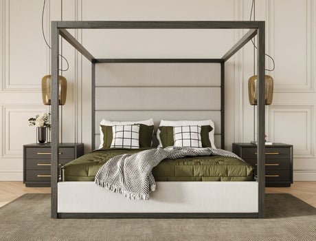 Manhattan Contemporary Canopy Bedroom Set Wash Grey – Modrest - sold by Home Elegance USA
