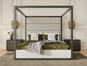 Manhattan - Contemporary Canopy Grey Bed -queen - View Image 1