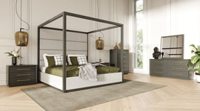 Manhattan Contemporary Canopy Bedroom Set Wash Grey – Modrest - sold by Home Elegance USA
