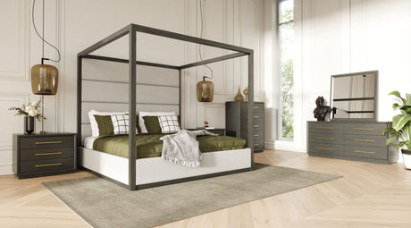 Manhattan- Contemporary Canopy Grey Bedroom Set-eastern - View Image 1