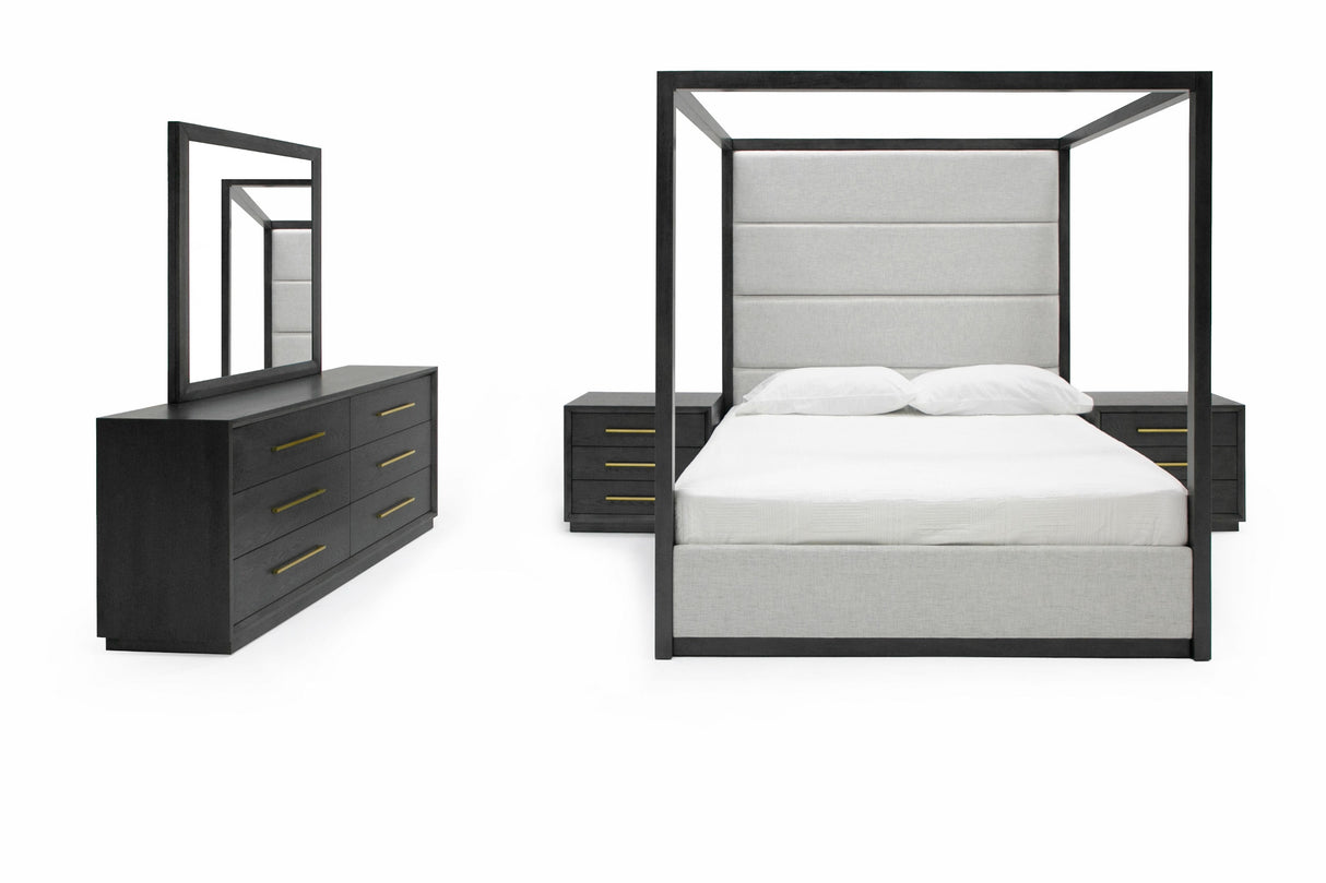 Manhattan- Contemporary Canopy Grey Bedroom Set-queen - View Image 1