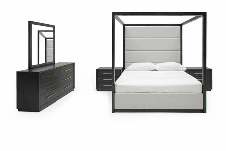 Manhattan- Contemporary Canopy Grey Bedroom Set-queen - View Image 1