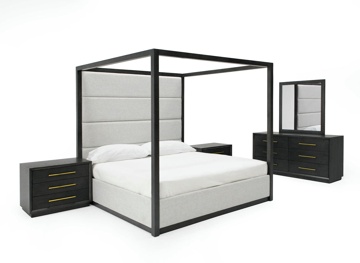 Manhattan- Contemporary Canopy Grey Bedroom Set-queen - View Image 1