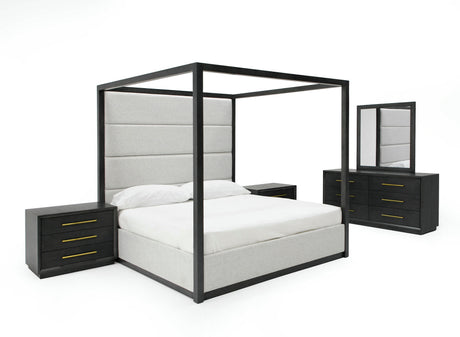 Manhattan- Contemporary Canopy Grey Bedroom Set-queen - View Image 1