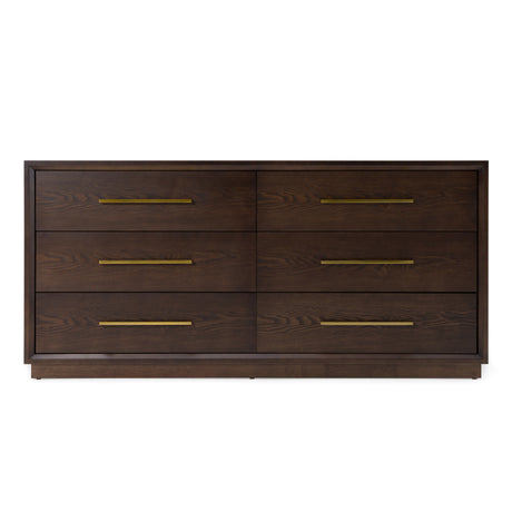 Manhattan - Contemporary Brown Oak and Gold Dresser - View Image 1