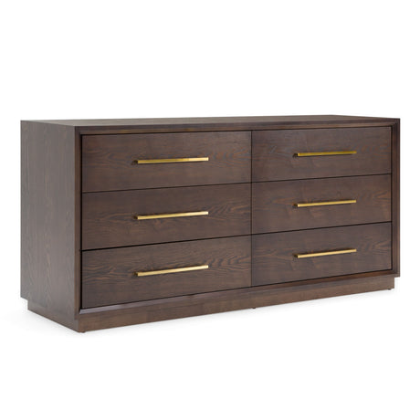 Manhattan Contemporary Canopy Bedroom Set Brown Oak – Modrest - sold by Home Elegance USA