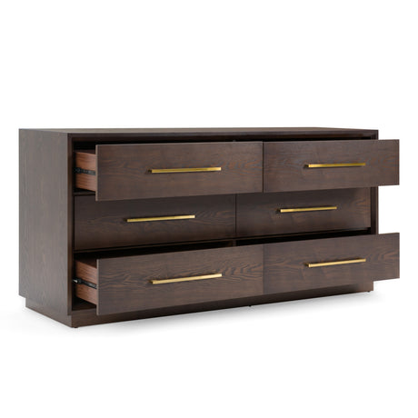 Manhattan - Contemporary Brown Oak and Gold Dresser - View Image 1