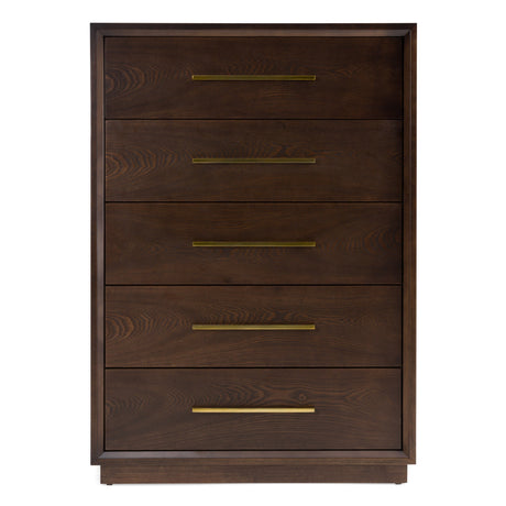 Manhattan - Contemporary Brown Oak and Gold Chest - View Image 1
