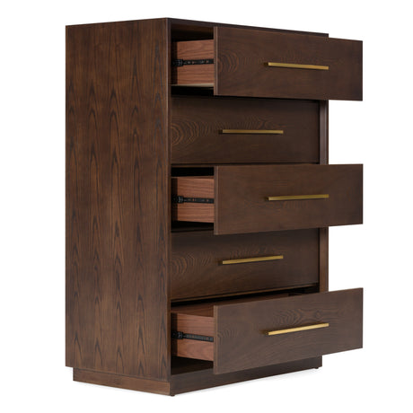 Manhattan - Contemporary Brown Oak and Gold Chest - View Image 1