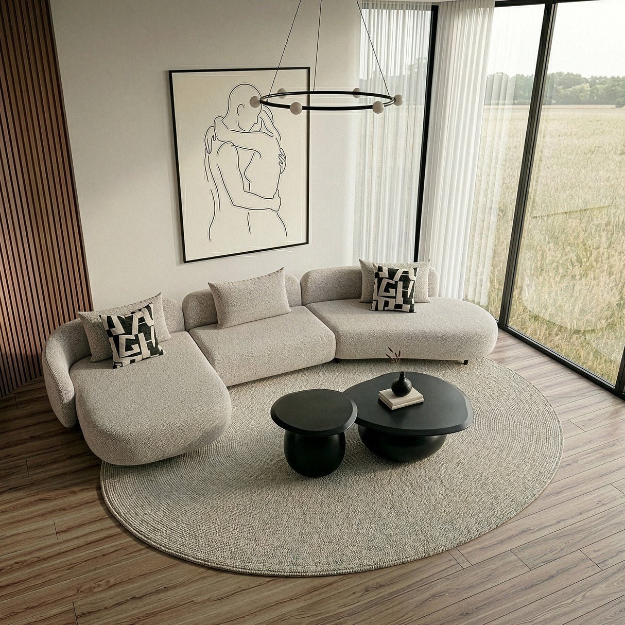 Marge - Contemporary Beige Sectional Sofa - View Image 1