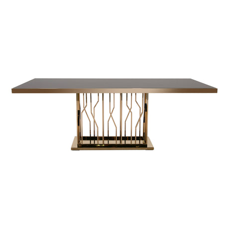 Modrest Marston Modern Black Glass & Rosegold Dining Table