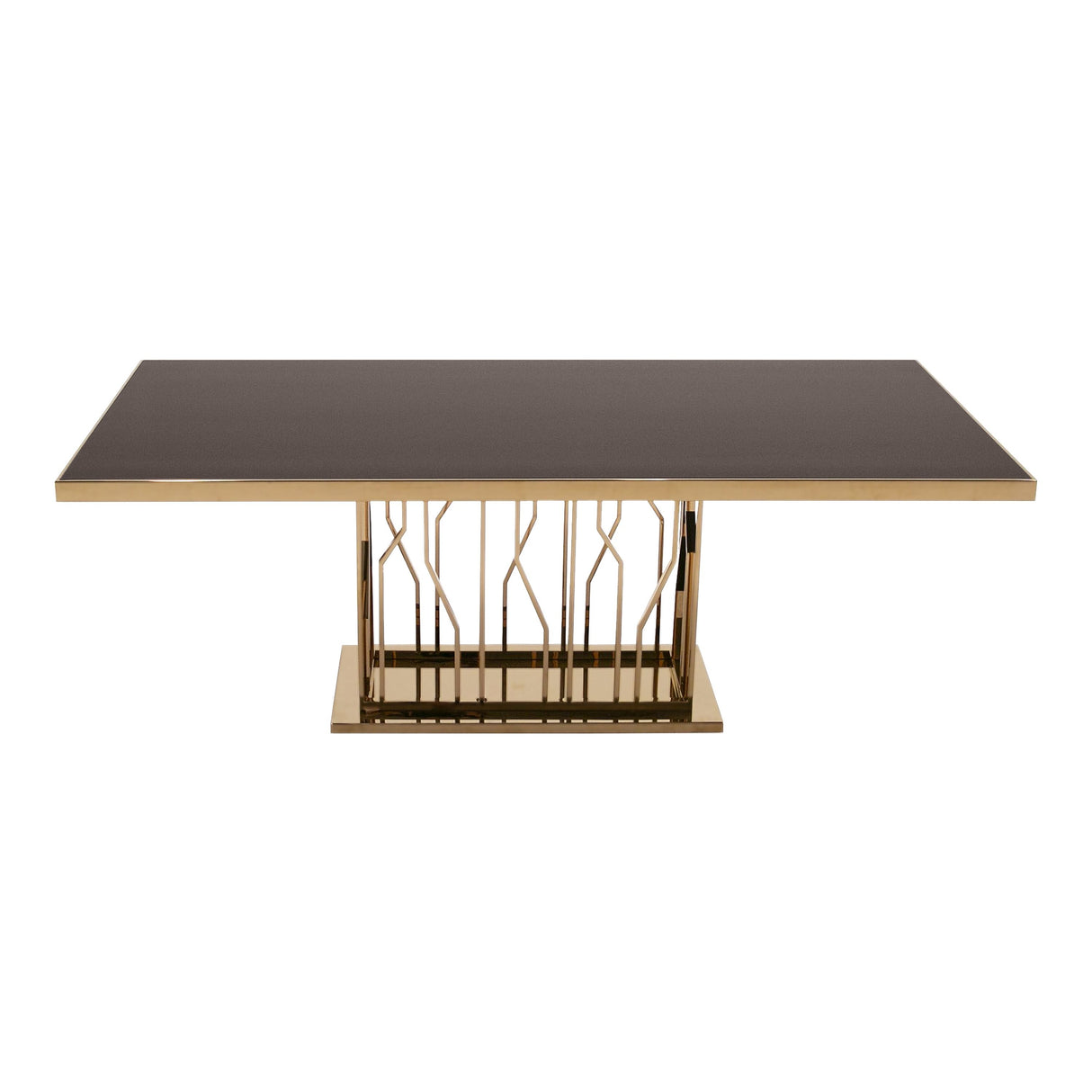 Modrest Marston Modern Black Glass & Rosegold Dining Table