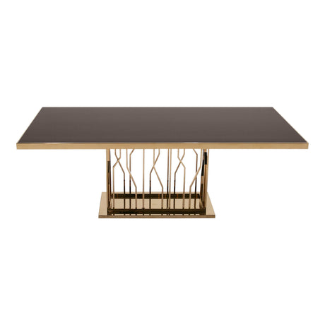 Modrest Marston Modern Black Glass & Rosegold Dining Table