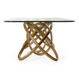 Modrest Mason Modern Glass & Walnut Dining Table Vgcsdt-16092