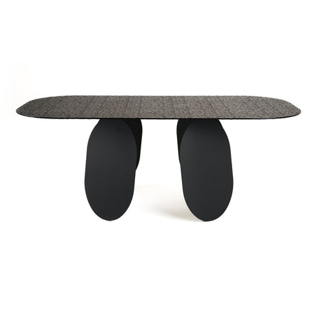 Modrest Maxine - Modern Hammered Grey Glass Rectangular Dining Table