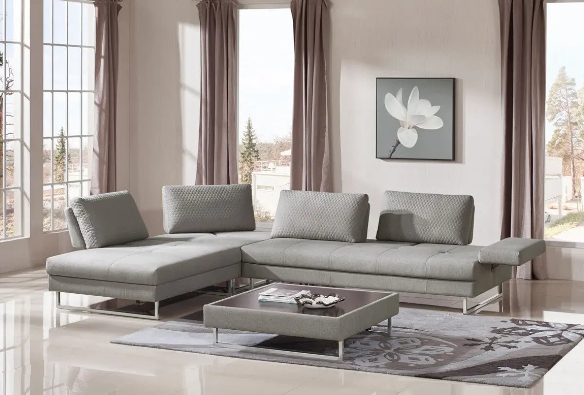 Divani Casa Baxter Modern Grey Fabric Sectional Sofa & Coffee Table Set Vgmb - 1766 - Gry | Home Elegance USA