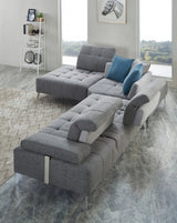 Divani Casa Nash Modern Tufted Fabric Sectional Sofa WAdjustable Backrest In Grey Vgmb - 1808 - Gry | Home Elegance USA