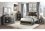 Blake Black King Bed With Lamps | Global - Home Elegance USA