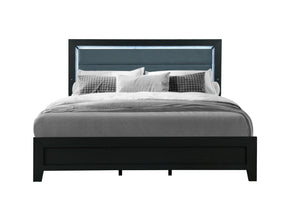 Reid Black King Bed With Led | Global