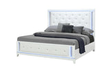 Alina White King Bed With Led | Global