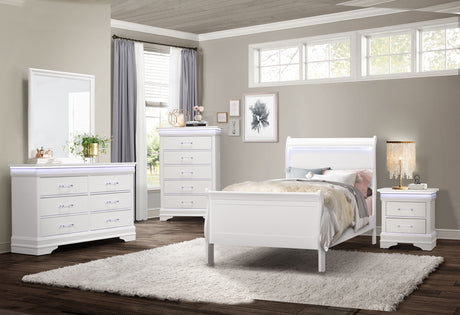 Charlie White Twin Bed | Global - Home Elegance USA