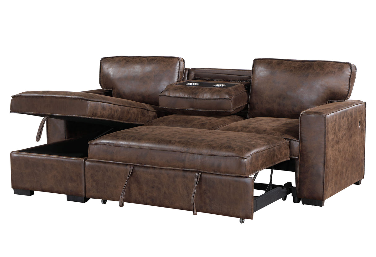 U0203 Coffee Reversible Pull Out Sofa Bed | Global Furniture USA