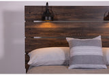 Linwood Dark Oak Queen Bed With Lamps | Global - Home Elegance USA