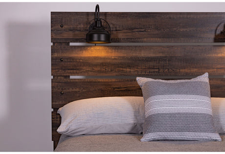 Linwood Dark Oak Queen Bed With Lamps | Global - Home Elegance USA