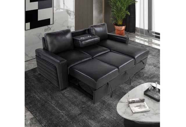 U1830 Blanche Charcoal/Black Sofa Bed With Usb And Ddt | Global Furniture USA - Home Elegance USA