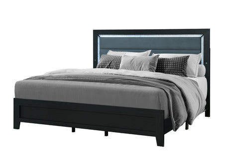 Reid Black King Bed With Led | Global