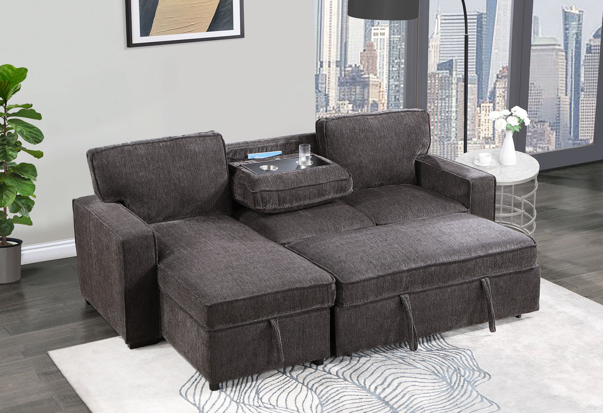 U0203 Dark Grey Reversible Pull Out Sofa Bed | Global Furniture USA