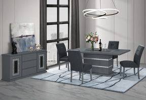 Monaco Dark Grey Dining Table And 4 Monaco Dark Grey Dining Chairs - sold by Home Elegance USA