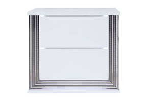 Ylime Smooth White Nightstand With Led | Global Furniture USA