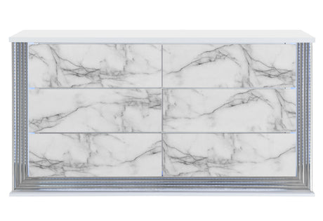 Ylime White Marble Dresser With Led