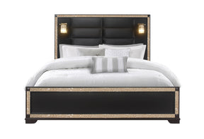 Blake Black King Bed With Lamps | Global - Home Elegance USA