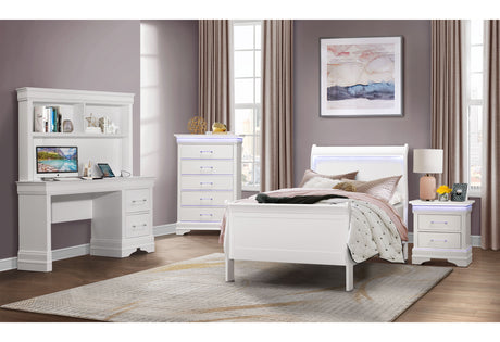 Charlie White Twin Bed | Global - Home Elegance USA