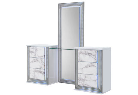 Ylime White Marble Vanity With Led | Global Furniture USA