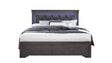 Pompei Metallic Grey King Bed With Led | Global - Home Elegance USA